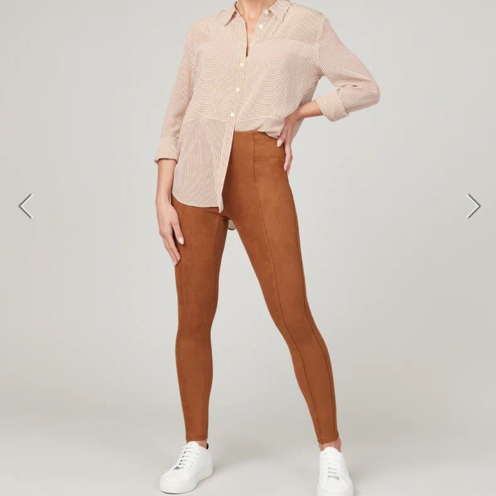 Spanx Faux Suede Leggings (dark brown, size S)